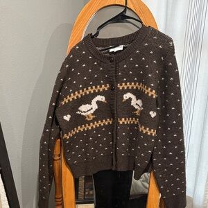Marshall’s Brown Cardigan with Duck Pattern